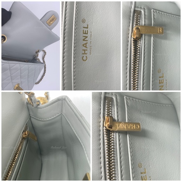 Authentic CHANEL Grey Lambskin Mini Rectangular Pearl Crush Flap Bag - Picture 12 of 16